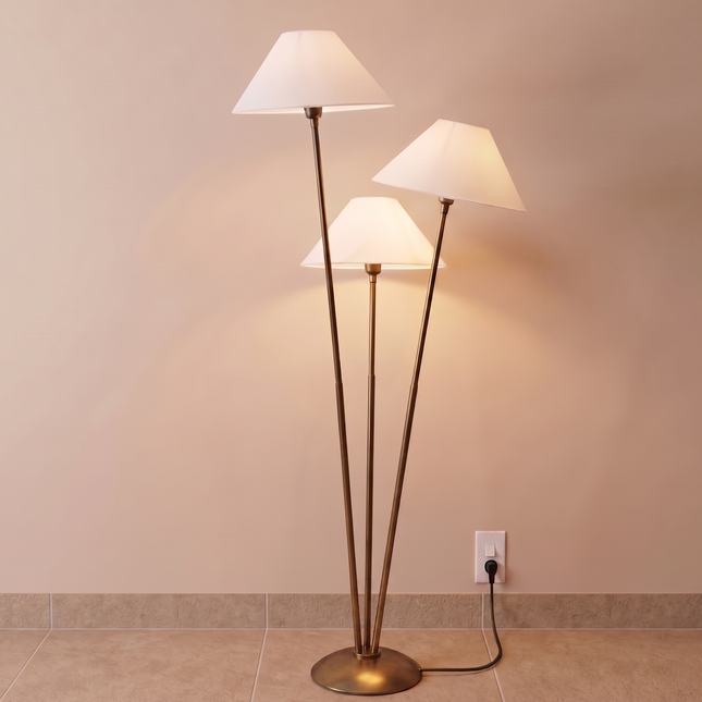 Floor Lamp in Antique Brass with Modern 3-Light, Sculptural Standing Lamp for Living Room, Bedroom, Reading Nook & Contemporary Home Decor