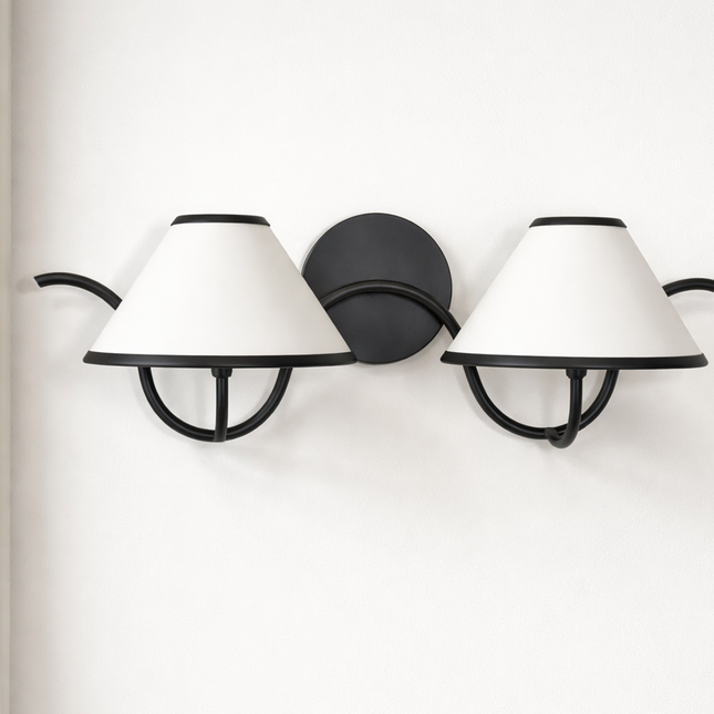 Wall Light Black Trim Twin Shade Sconce, High End Modern Wall Fixture, Scandinavian Designer Interior Lighting
