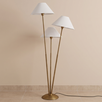 Floor Lamp in Antique Brass with Modern 3-Light, Sculptural Standing Lamp for Living Room, Bedroom, Reading Nook & Contemporary Home Decor