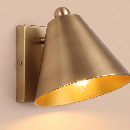 Antique Brass Wall Sconce, Brass Wall Lamp Modern Metal Shade Light, Bedroom Sconce, Living Room Lighting,Mid Century Wall Light design lamp