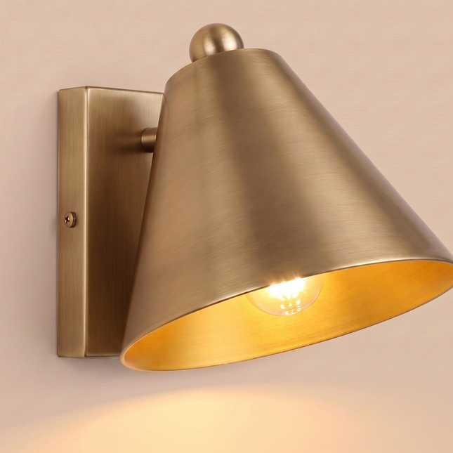 Antique Brass Wall Sconce, Brass Wall Lamp Modern Metal Shade Light, Bedroom Sconce, Living Room Lighting,Mid Century Wall Light design lamp