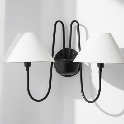 Wall Light Matte Black Contemporary Double Shade Sconce, Premium Modern Wall Fixture for Luxury Hallway, Bedroom & Living Room Ambience