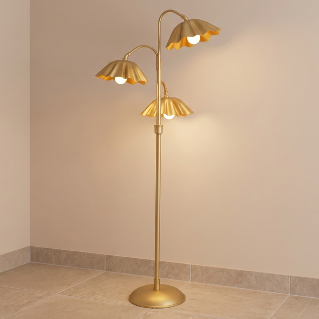 Floor Lamp 3-Light Flower Modern Floral Standing Lamp for Living Room, Bedroom Scandinavian Vintage Style, Metal Floor Lighting Home decor