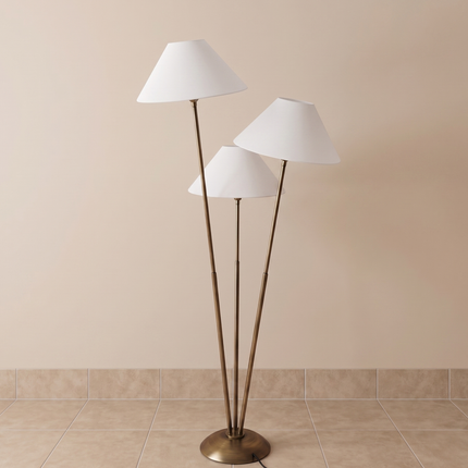 Floor Lamp in Antique Brass with Modern 3-Light, Sculptural Standing Lamp for Living Room, Bedroom, Reading Nook & Contemporary Home Decor