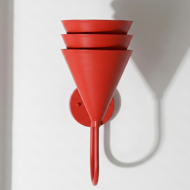 Wall Sconce in Red Geometric , Artistic Cone Shade Wall Light, Modern Interior Lighting Fixture for Bedroom, Entryway & Dining Space