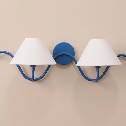 Modern Blue Double Wall Sconce Minimalist Wall Light, Elegant Hardwired Lighting Fixture for Bedroom Living Room Hallway Entryway Décor