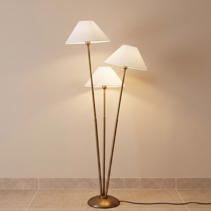 Floor Lamp in Antique Brass with Modern 3-Light, Sculptural Standing Lamp for Living Room, Bedroom, Reading Nook & Contemporary Home Decor