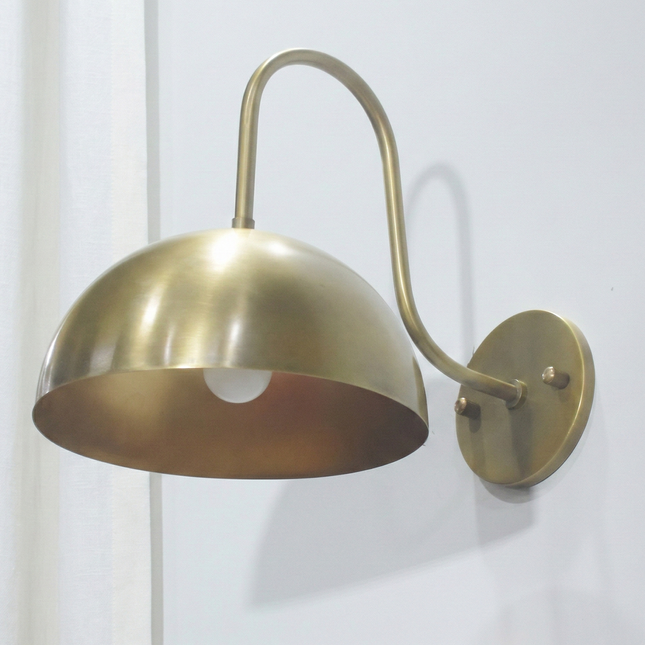 Modern Brass Dome Wall Sconce, Vintage Gold Bedside Wall Light, Minimalist Nordic Reading Lamp