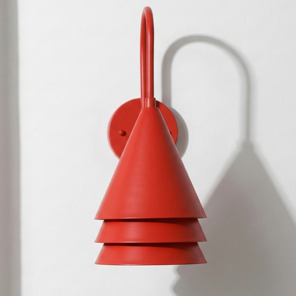Luxury Red Layered Cone Wall Light, Modern Wall Sconce, Minimal Designer Lighting Fixture for Bedroom, Hallway, Living Room & Cafe Deco