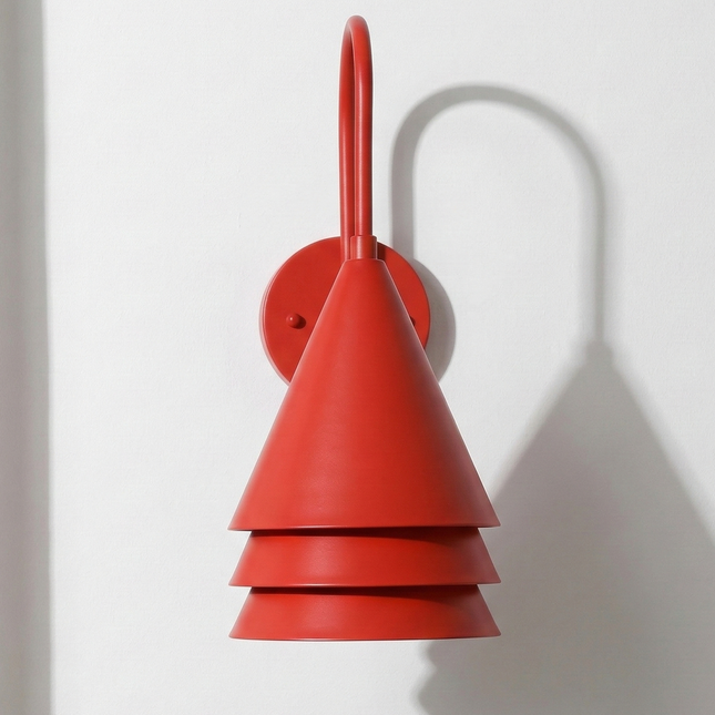Luxury Red Layered Cone Wall Light, Modern Wall Sconce, Minimal Designer Lighting Fixture for Bedroom, Hallway, Living Room & Cafe Deco