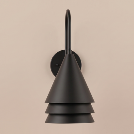 Matte Black Wall Sconce, Modern Wall Light, Sculptural Wall Lamp, 3 Tier Sconce, Minimalist Lighting, Contemporary Home Decor desiging lamp