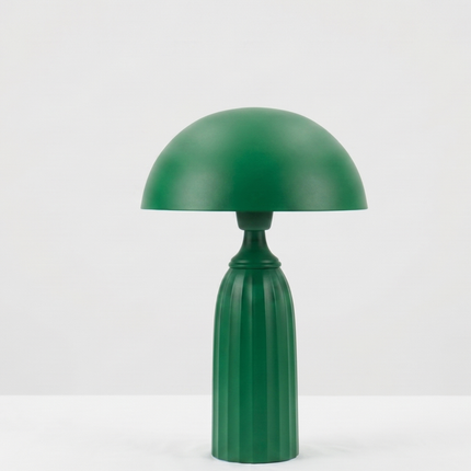 Table Lamp – Emerald Green Mushroom Table Lamp with Fluted Pedestal Base | Accent Lighting for Bedroom Living Room and Designer Spaces