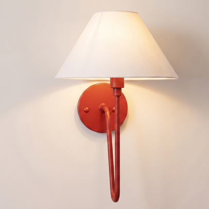 Wall Light Red Fabric Shade Wall Sconce, Modern Artistic Bedroom Bedside Lamp, Luxury Scandinavian Lighting Fixture