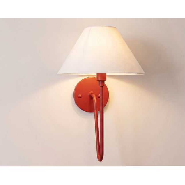 Wall Light Red Fabric Shade Wall Sconce, Modern Artistic Bedroom Bedside Lamp, Luxury Scandinavian Lighting Fixture