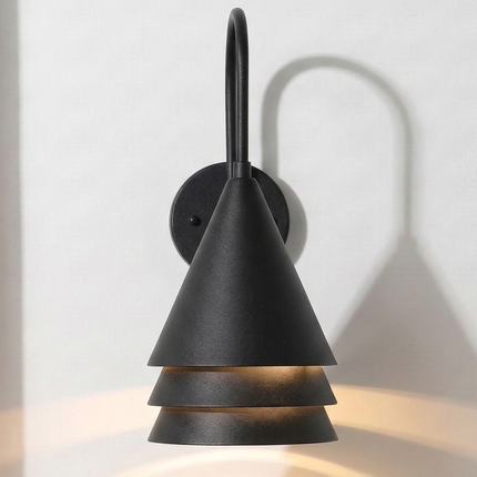 Modern Matte Black Cone Wall Sconce, Minimal Wall Lamp, Luxury Geometric Lighting Fixture for Living Room, Bedroom & Hallway Decor