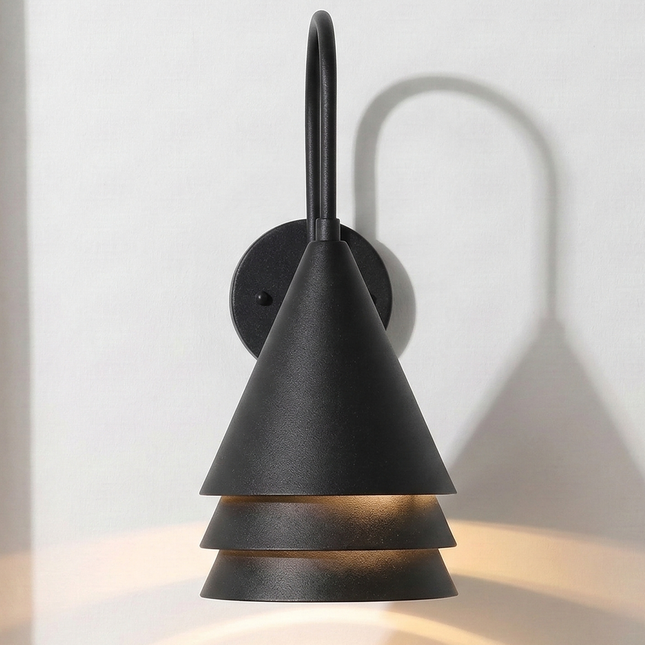 Modern Matte Black Cone Wall Sconce, Minimal Wall Lamp, Luxury Geometric Lighting Fixture for Living Room, Bedroom & Hallway Decor