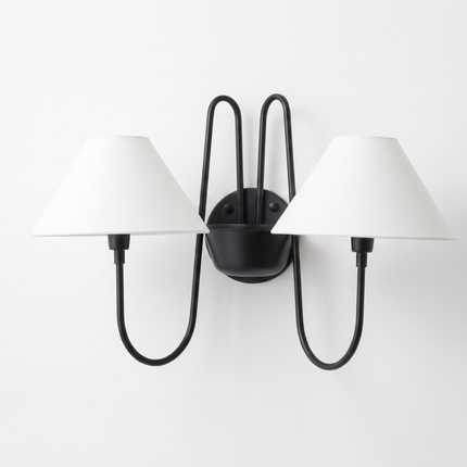 Wall Light Matte Black Contemporary Double Shade Sconce, Premium Modern Wall Fixture for Luxury Hallway, Bedroom & Living Room Ambience