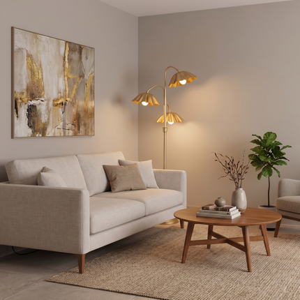 Floor Lamp 3-Light Flower Modern Floral Standing Lamp for Living Room, Bedroom Scandinavian Vintage Style, Metal Floor Lighting Home decor