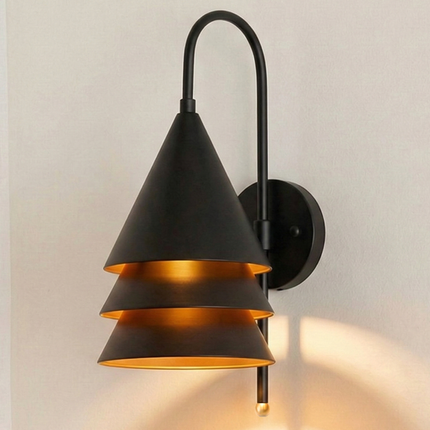 Modern Matte Black Cone Wall Sconce, Minimal Wall Lamp, Luxury Geometric Lighting Fixture for Living Room, Bedroom & Hallway Decor
