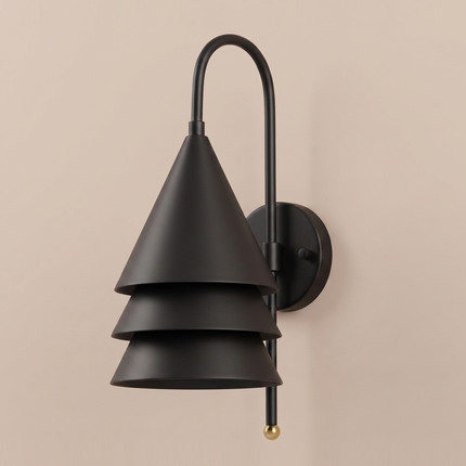 Matte Black Wall Sconce, Modern Wall Light, Sculptural Wall Lamp, 3 Tier Sconce, Minimalist Lighting, Contemporary Home Decor desiging lamp
