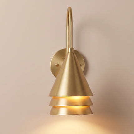 Gold Wall Sconce, 3 Tier Wall Light, Brass Wall Lamp, Sculptural Sconce, Modern Wall Lighting, Luxury Art Decor Decor livingroom & badroom