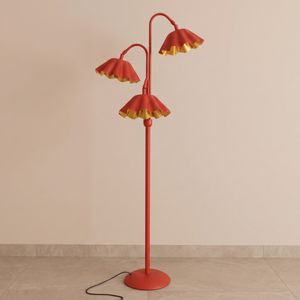 Floor Lamp in Red Flower, 3-Light Floral Stand Lightings, Scandinavian Modern Lighting, Perfect for living rooms, bedrooms, reading nooks.