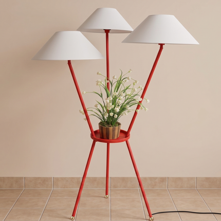 Floor Lamp with 3 Light Stand, Modern Red Standing Lamp for Living Room, Bedroom, Contemporary Display Floor Lighting, Artistic Home Decor