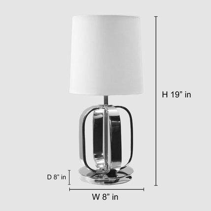 Silver Steel Table Lamp: Modern Bedside Night Ligh white