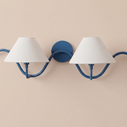 Modern Blue Double Wall Sconce Minimalist Wall Light, Elegant Hardwired Lighting Fixture for Bedroom Living Room Hallway Entryway Décor