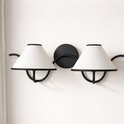 Wall Light Black Trim Twin Shade Sconce, High End Modern Wall Fixture, Scandinavian Designer Interior Lighting