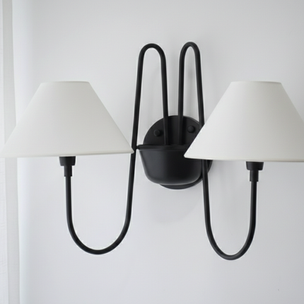Wall Light Matte Black Contemporary Double Shade Sconce, Premium Modern Wall Fixture for Luxury Hallway, Bedroom & Living Room Ambience