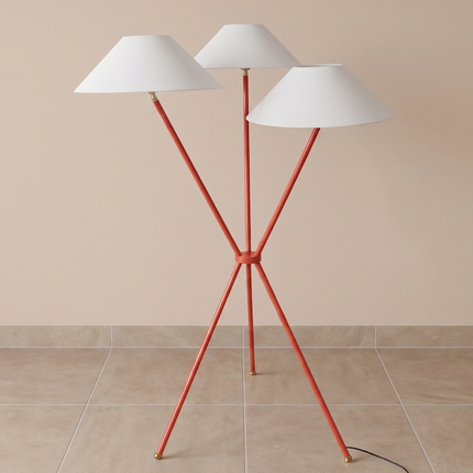 Floor Lamp Modern 3 Shade Red Metal Standing Light, Contemporary Floor Lighting for Living Room, Bedroom, Office, Artistic Statement Decor