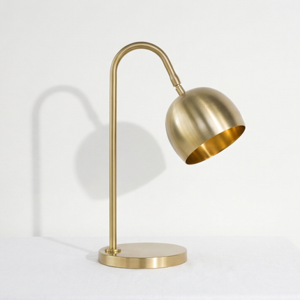 Table Lamp – Modern Gold Metal Reading Table Lamp with Adjustable Dome Shade | Minimal Desk and Study Accent Lighting