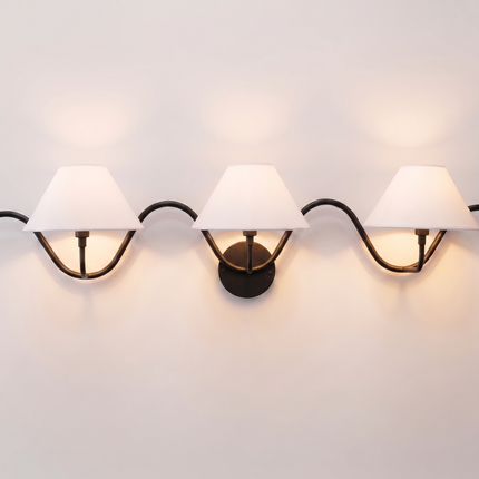 Wall Light – Modern Matte Black Triple Shade Wave Wall Sconce, Luxury Contemporary Bedroom & Living Room Designer Lighting Fixture