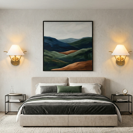 Wall Light Brushed Gold Modern Fabric Shade Wall Sconce, Luxury Brass Bedroom Bedside Lamp, Minimalist Lighting Fixture