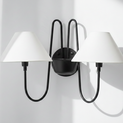 Wall Light Matte Black Contemporary Double Shade Sconce, Premium Modern Wall Fixture for Luxury Hallway, Bedroom & Living Room Ambience
