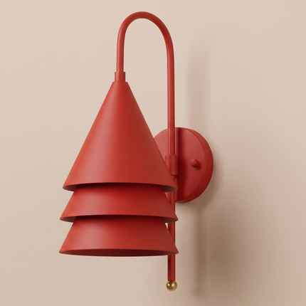 Red Wall Sconce, Modern Wall Light, 3 Tier Wall Lamp, Sculptural Lighting, Red Accent Light, Contemporary Art Deco Home Decor design lamp