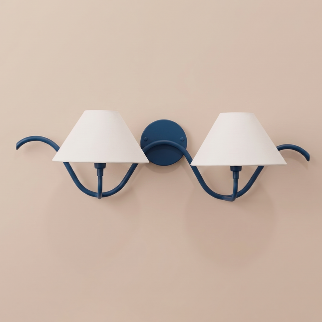 Modern Blue Double Wall Sconce Minimalist Wall Light, Elegant Hardwired Lighting Fixture for Bedroom Living Room Hallway Entryway Décor