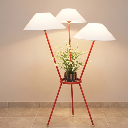 Floor Lamp with 3 Light Stand, Modern Red Standing Lamp for Living Room, Bedroom, Contemporary Display Floor Lighting, Artistic Home Decor