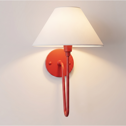 Wall Light Red Fabric Shade Wall Sconce, Modern Artistic Bedroom Bedside Lamp, Luxury Scandinavian Lighting Fixture