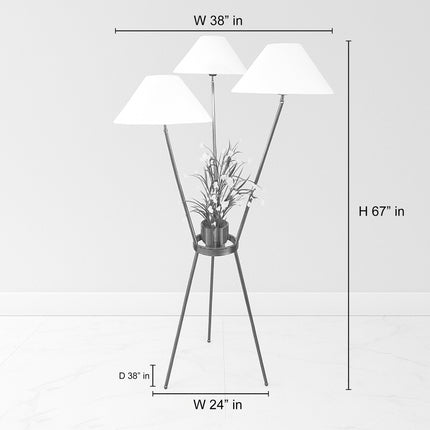 Red Tripod Floor Lamp with Three Shades: Modern Living Room Lighting Golden