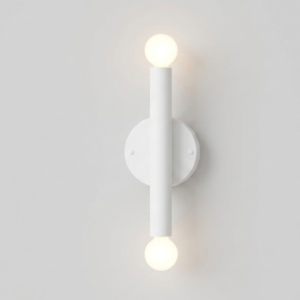 Wall Light Matte White Contemporary Cylinder Sconce, Elegant Scandinavian Double Globe Wall Fixture for Modern Luxury Interiors