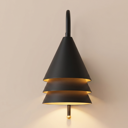 Matte Black Wall Sconce, Modern Wall Light, Sculptural Wall Lamp, 3 Tier Sconce, Minimalist Lighting, Contemporary Home Decor desiging lamp