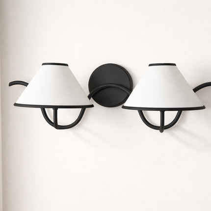Wall Light Black Trim Twin Shade Sconce, High End Modern Wall Fixture, Scandinavian Designer Interior Lighting