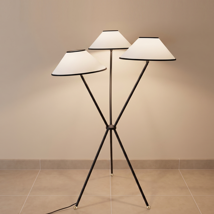Floor Lamp Modern 3 Light Black Metal Standing Lamp Shade, Floor Lighting for Living Room Bedroom Office, Minimalist Scandinavian Home Decor