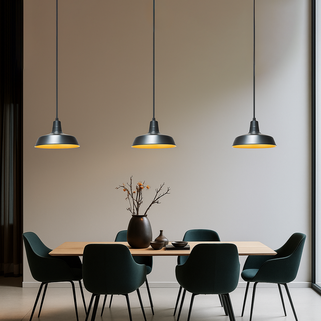 Matte Black Industrial Pendant Lamp: Adjustable Cable Light matte black