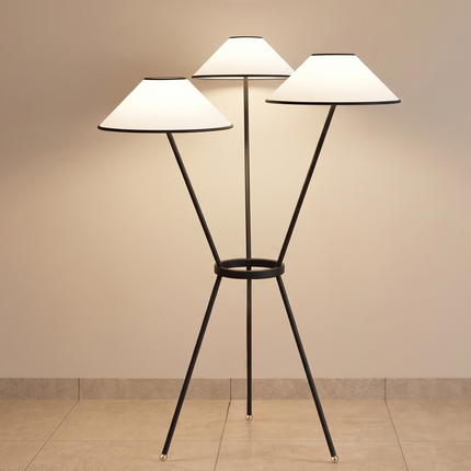 Floor Lamp Tripod with Built-In Plant Stand, Modern Botanical Light, Matte Black Metal Standing Lamp for Room, Sunroom Reading Corner Decor.