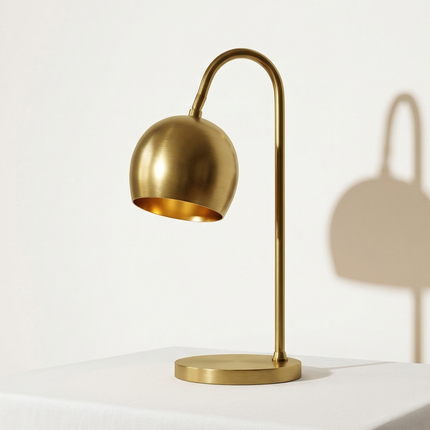 Table Lamp – Modern Gold Metal Reading Table Lamp with Adjustable Dome Shade | Minimal Desk and Study Accent Lighting