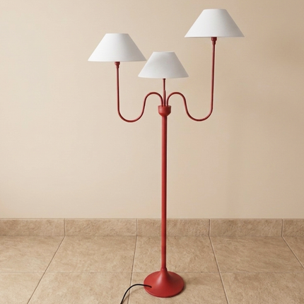 Floor Lamp with Modern Red 3-Light With Fabric Shades, Contemporary Statement Lighting for Living Room, Bedroom Corner, Reading Nook & Decor