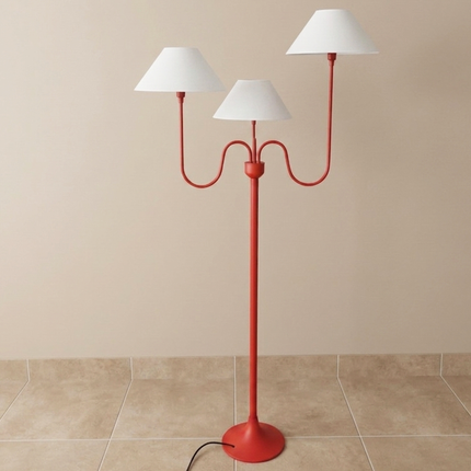 Floor Lamp with Modern Red 3-Light With Fabric Shades, Contemporary Statement Lighting for Living Room, Bedroom Corner, Reading Nook & Decor